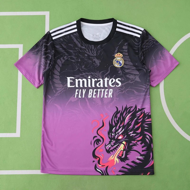 Real Madrid 2425 Black-Purple Dragon Third Jersey (Custom info please note when ordering, not via messages)