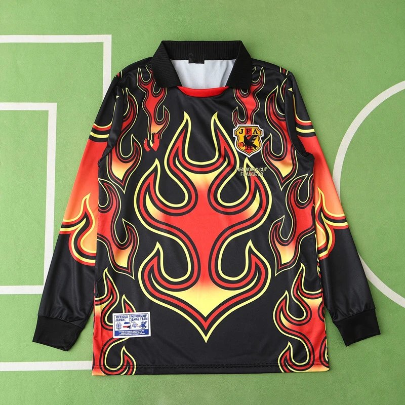 1998 Japan Red and Black Goalkeeper Long Sleeve Thai Version (Please Note Customization Info in Order Remarks, Messages Not Counted)