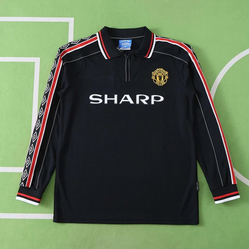 1998 Manchester United away black long sleeved Thai version (please note customization information when placing the order, messages are not included)