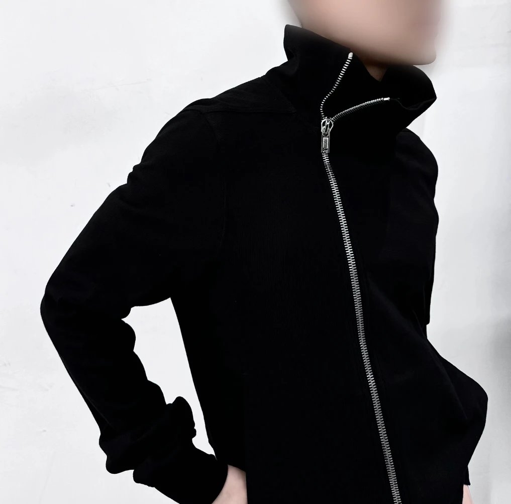 ROG New Style Asymmetric Zip Hoodie with Wizard Collar and Slim Fit in Dark Avant-Garde Unisex