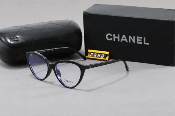 Chanel Cat-Eye Optical Glasses Black with Blue Gradient Lenses - 1