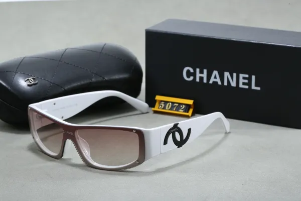 Chanel Shield Sunglasses White Brown Gradient Sunglasses - 1