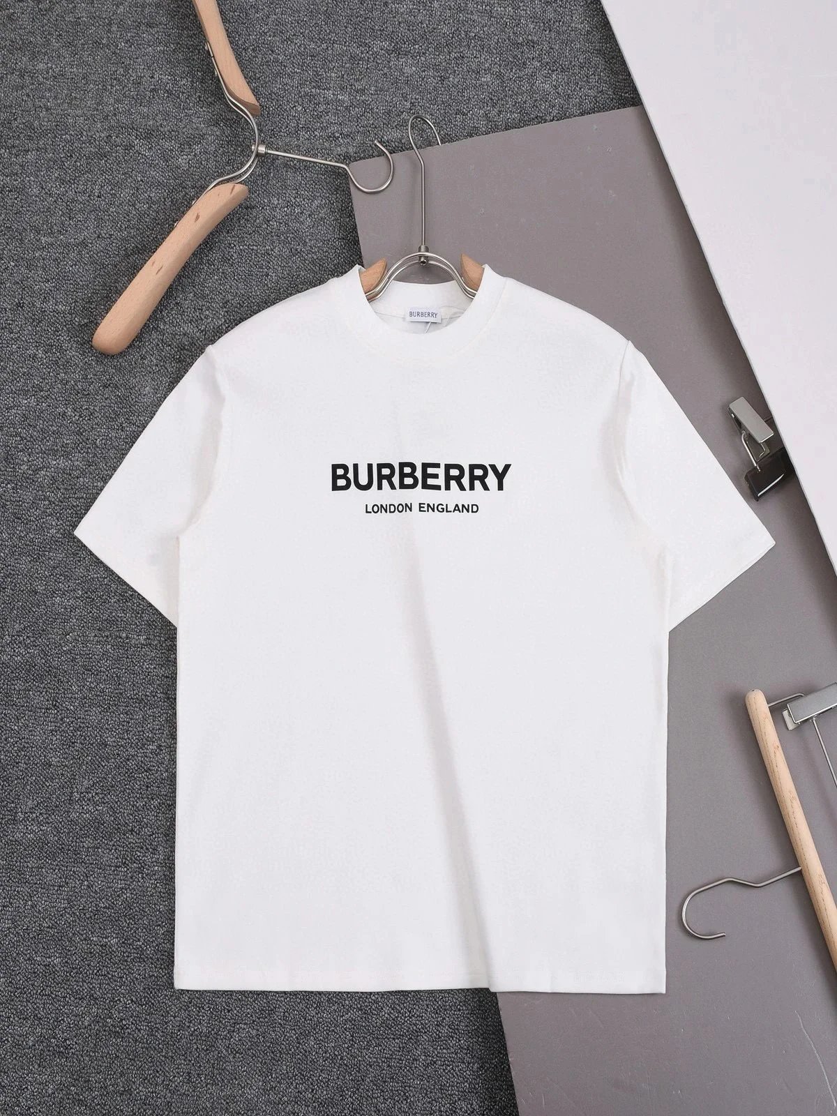 Burberry T-Shirts Check-trim crew-neck T-shirt — 32