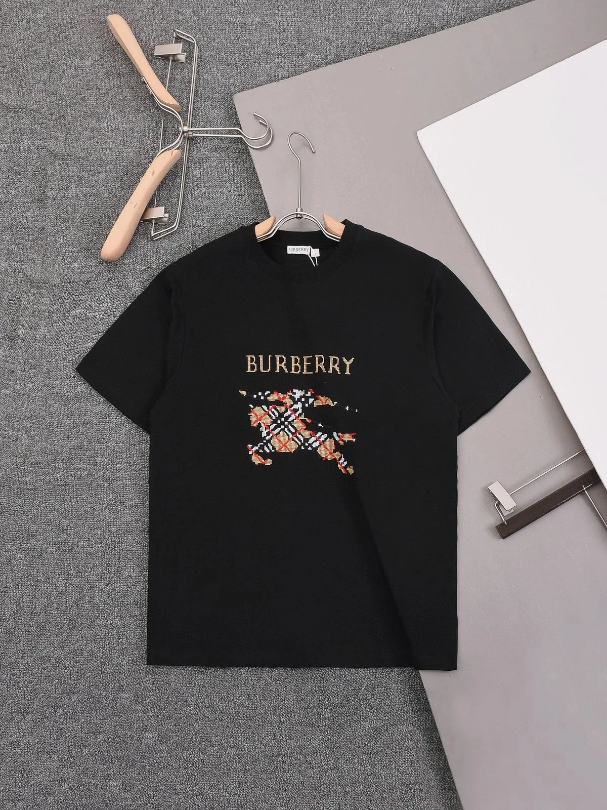 Burberry T-Shirts Check-trim crew-neck T-shirt — 36