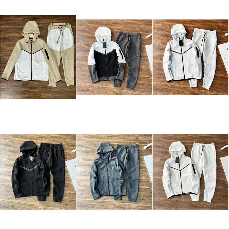 Nike White and Black Hoodie Tracksuit Set