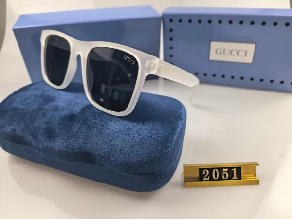Gucci Square Frame White Translucent Sunglasses - 1