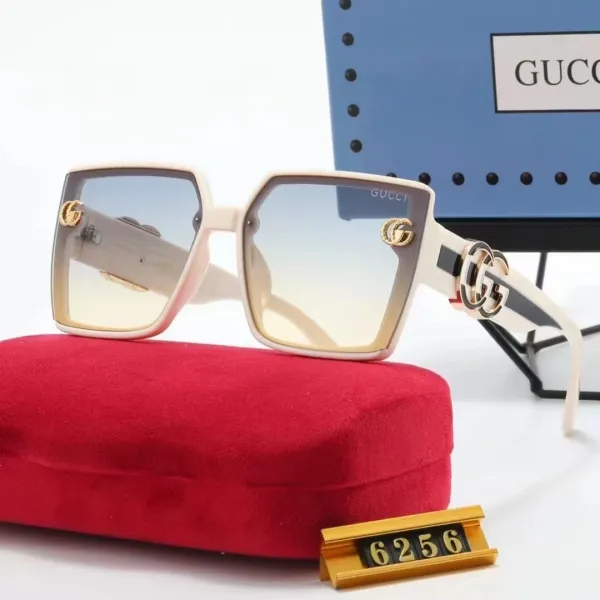 Gucci GG Marmont Oversized Square Sunglasses Beige Gradient Lens - 1