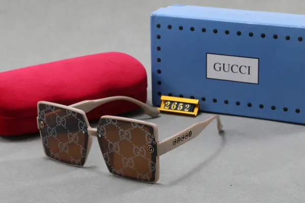 Gucci GG Marmont Square Sunglasses Beige Brown Gradient Eyewear - 1
