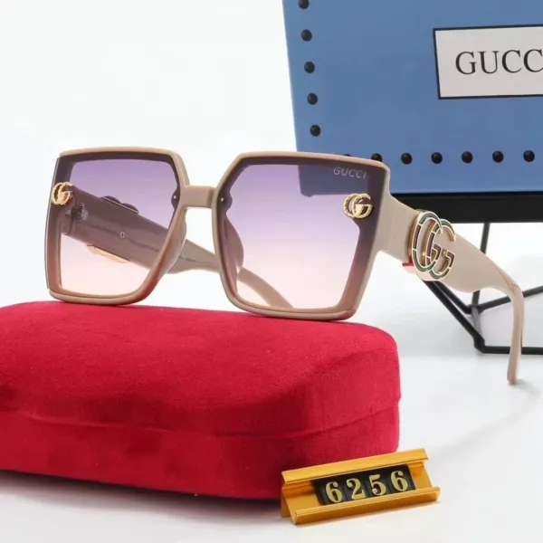 Gucci GG Marmont Oversized Square Sunglasses Beige Gradient Lens - 1