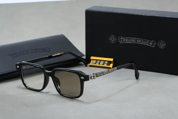 Chrome Hearts 9202 Black Acetate Optical Glasses with Silver Dragon-Engraved Temples - 1