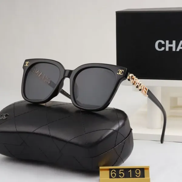 Chanel CC Logo Square Sunglasses Black Gold - 1