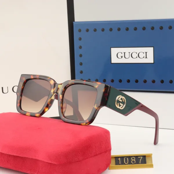 Gucci Square Frame Tortoiseshell and Green Acetate Sunglasses - 1