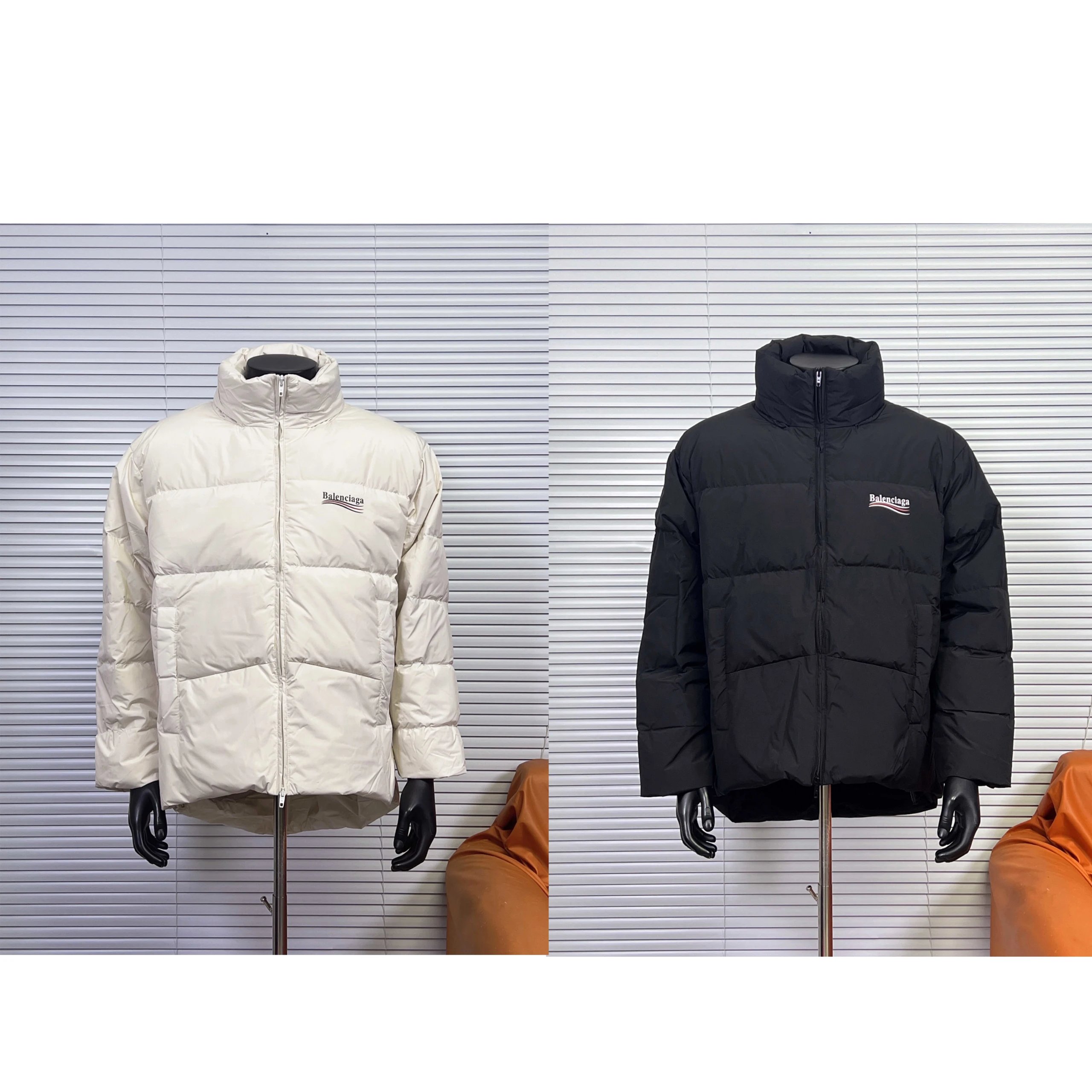 Balenciaga White and Black Puffer Jackets
