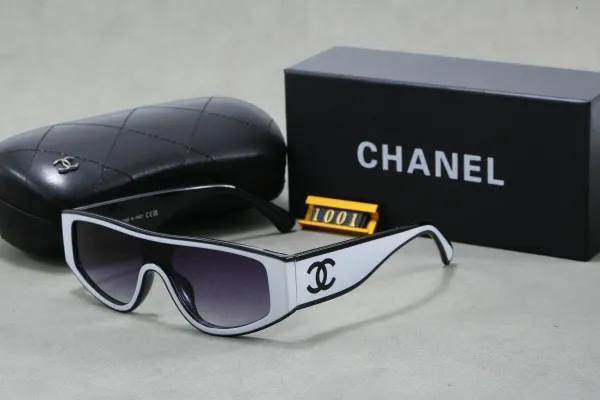 Chanel Shield Sunglasses White Black Gradient Lens - 1