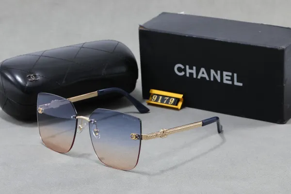 Chanel Square Frame Gradient Blue-Gold Sunglasses - 1