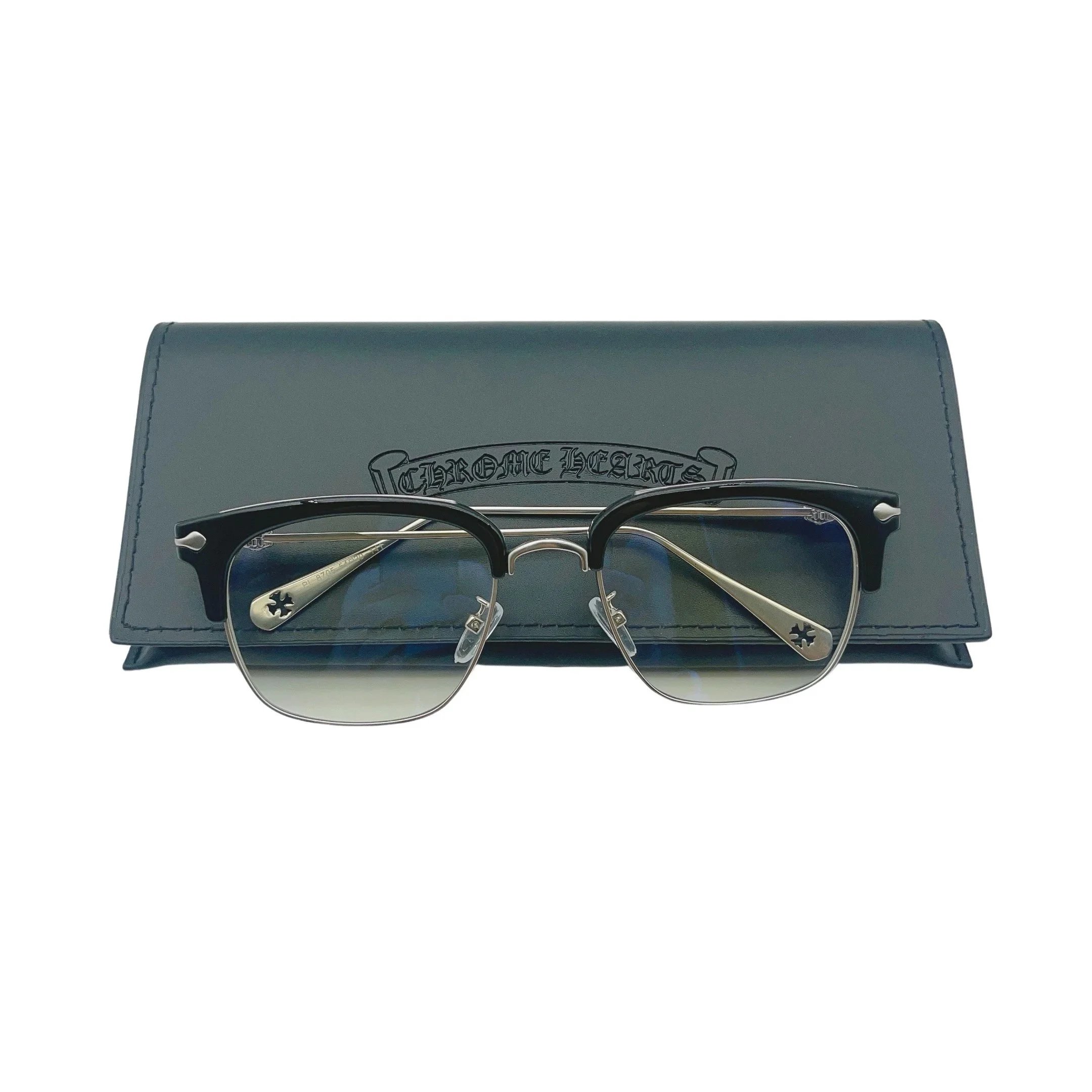 Chrome Hearts Eyewear Black and Silver Metal Frame Optical Glasses - 1