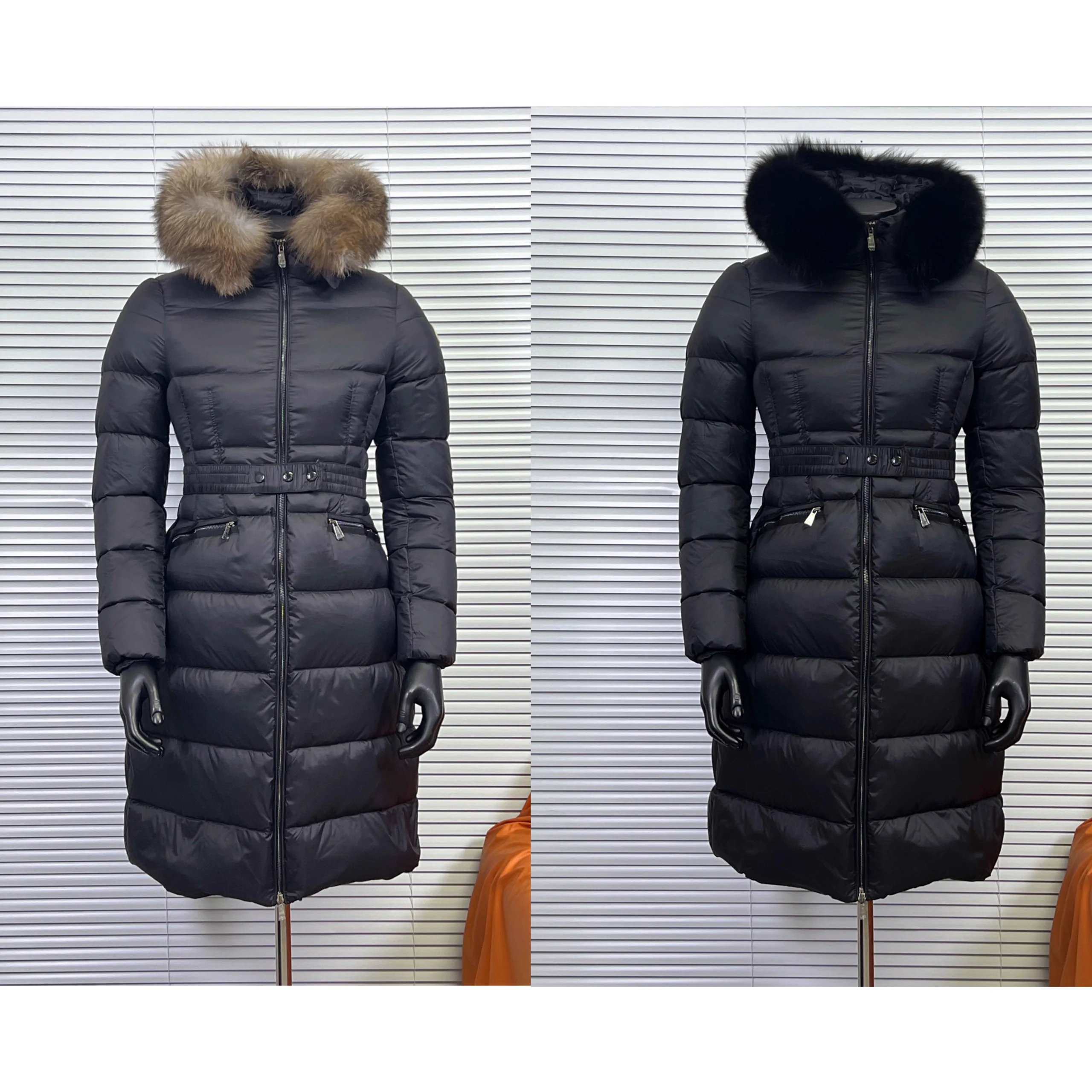 MAYA Long Puffer Coat with Det