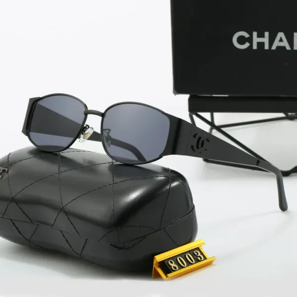 Chanel Sunglasses Black Matte with CC Logo Dark Gray Lenses - 1