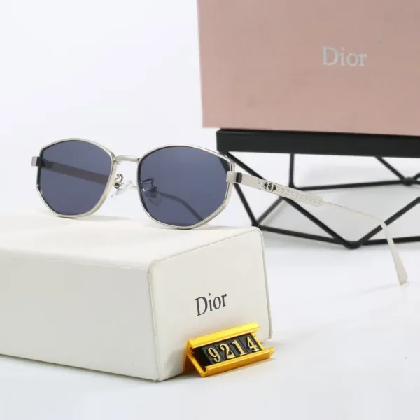 Dior Sunglasses Silver Frame Blue Lens Octagonal Sunglasses - 1