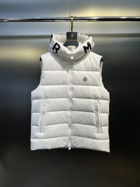 Moncler Genius Down Vest White with Logo Hood Outerwear.vest - 1