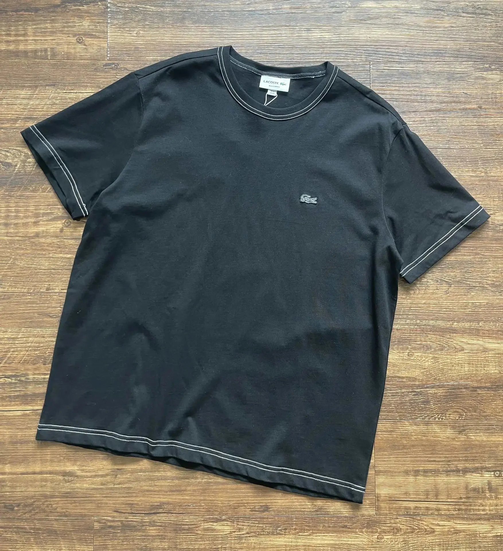 Lacoste Classic Piqué T-Shirt Black with Contrasting Stitching - 1