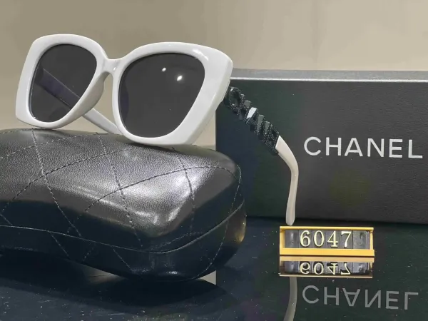 Chanel Cat-Eye Sunglasses White with Crystal-Embellished Temples - 1