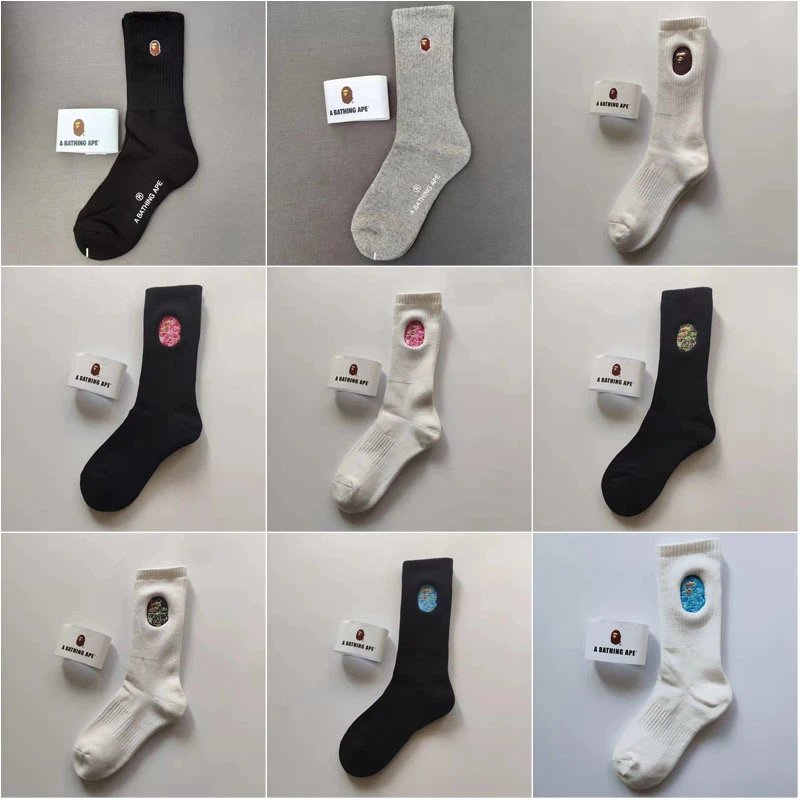 A Bathing Ape Colorful Logo Crew Socks