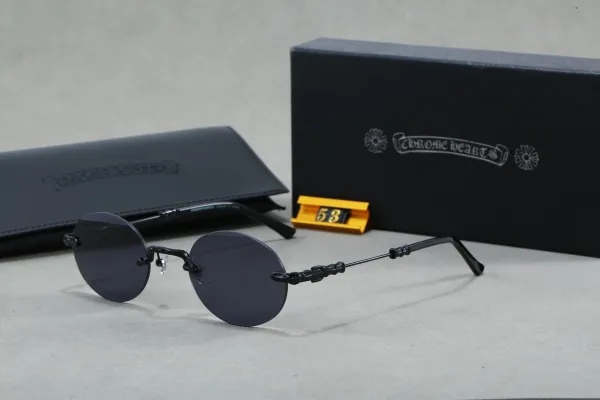 Chrome Hearts Round Rimless Sunglasses Black - 1