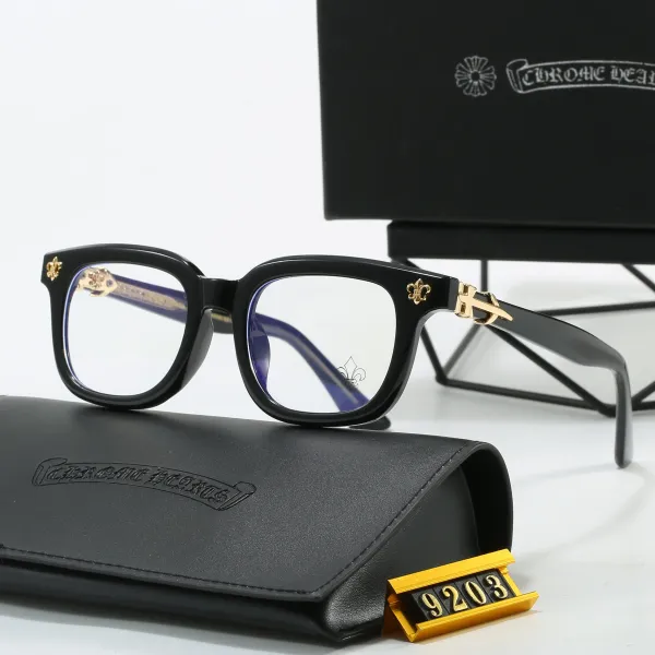 Chrome Hearts 9203 Black Acetate Optical Glasses with Gold Fleur-de-Lis Detail Eyewear - 1