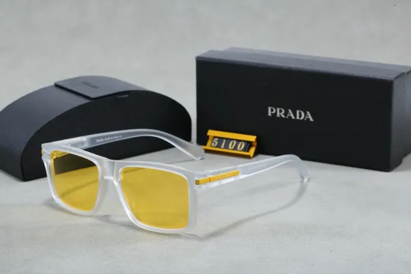Prada PR 5100 Transparent Frame Yellow Lens Sunglasses - 1