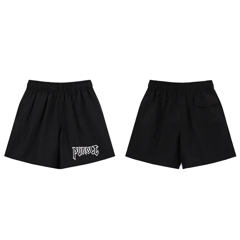 Purple Brand Shorts Wordmark Print Drawstring — 14