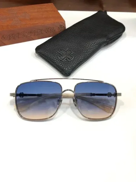 Chrome Hearts Square Frame Gradient Blue Sunglasses - 1