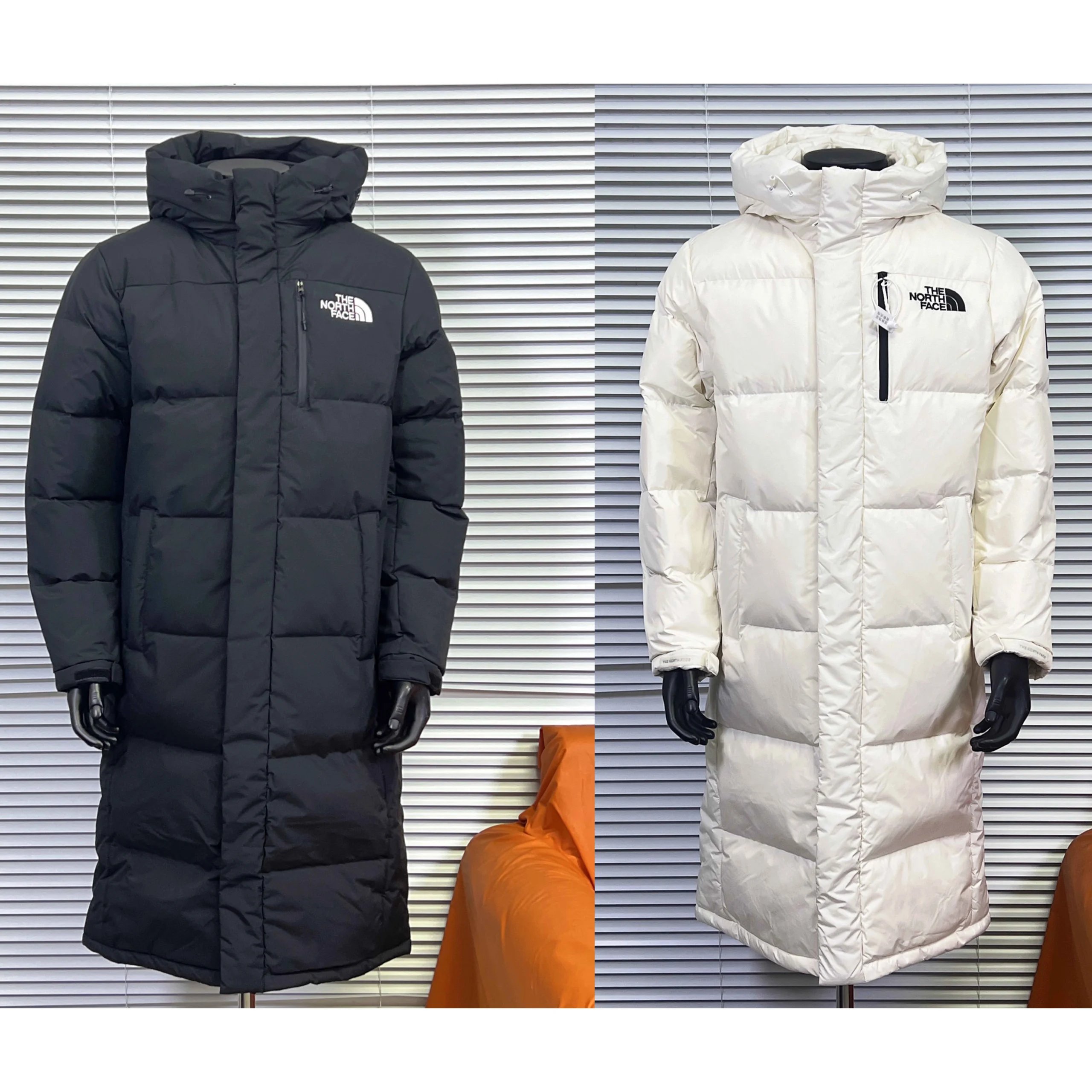 The North Face Black/White Long Puffer Coat