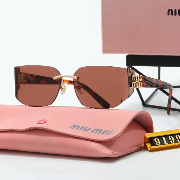 Miu Miu Square Rimless Sunglasses Tortoiseshell Brown - 1