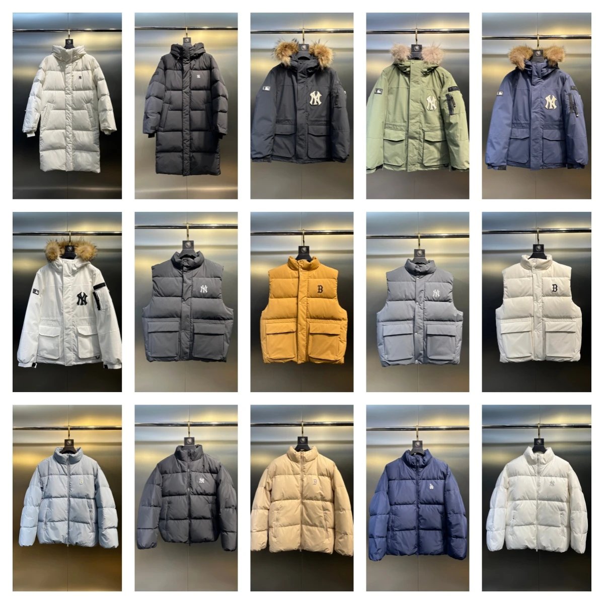 MLB White Long Puffer Jacket