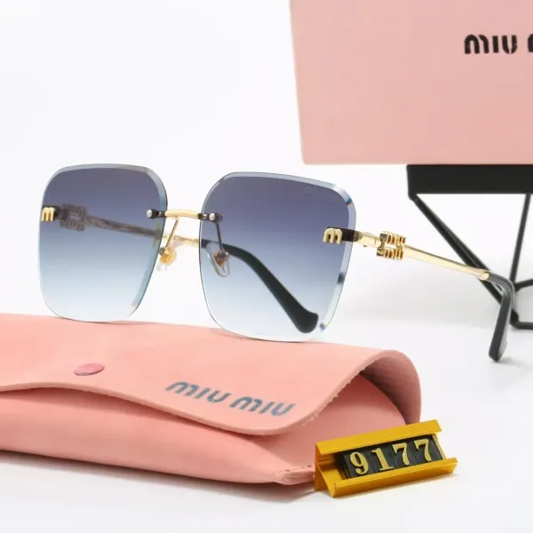 Miu Miu Square Rimless Gradient Blue Sunglasses - 1