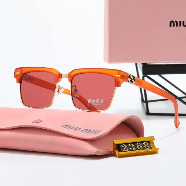 Miu Miu Square Frame Orange Acetate Sunglasses with Gold Accents - 1