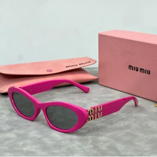 Miu Miu Cat-Eye Sunglasses Pink with Gold Logo - 1