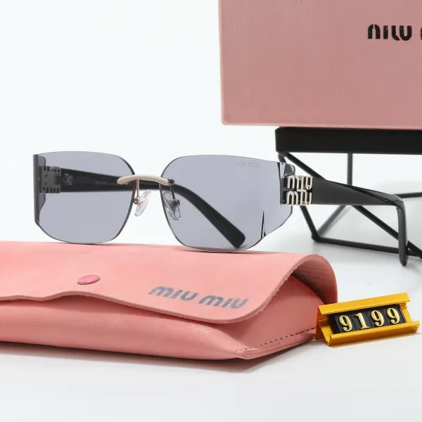 Miu Miu Rimless Square Sunglasses Gray Lens Black Frame - 1