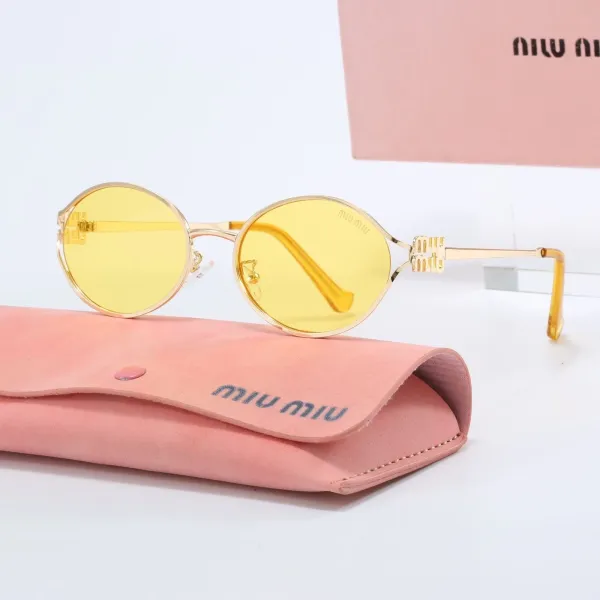 Miu Miu Round Frame Yellow Tinted Sunglasses - 1