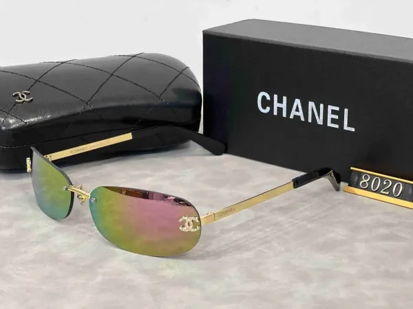 Chanel 8020 Gold Frame Mirror Lens Sunglasses - 1