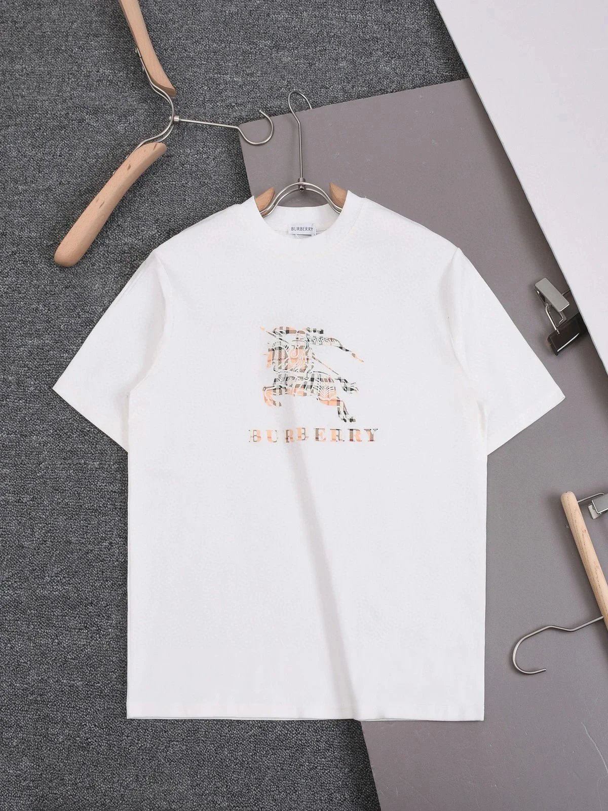 Burberry T-Shirts Check-trim crew-neck T-shirt — 28