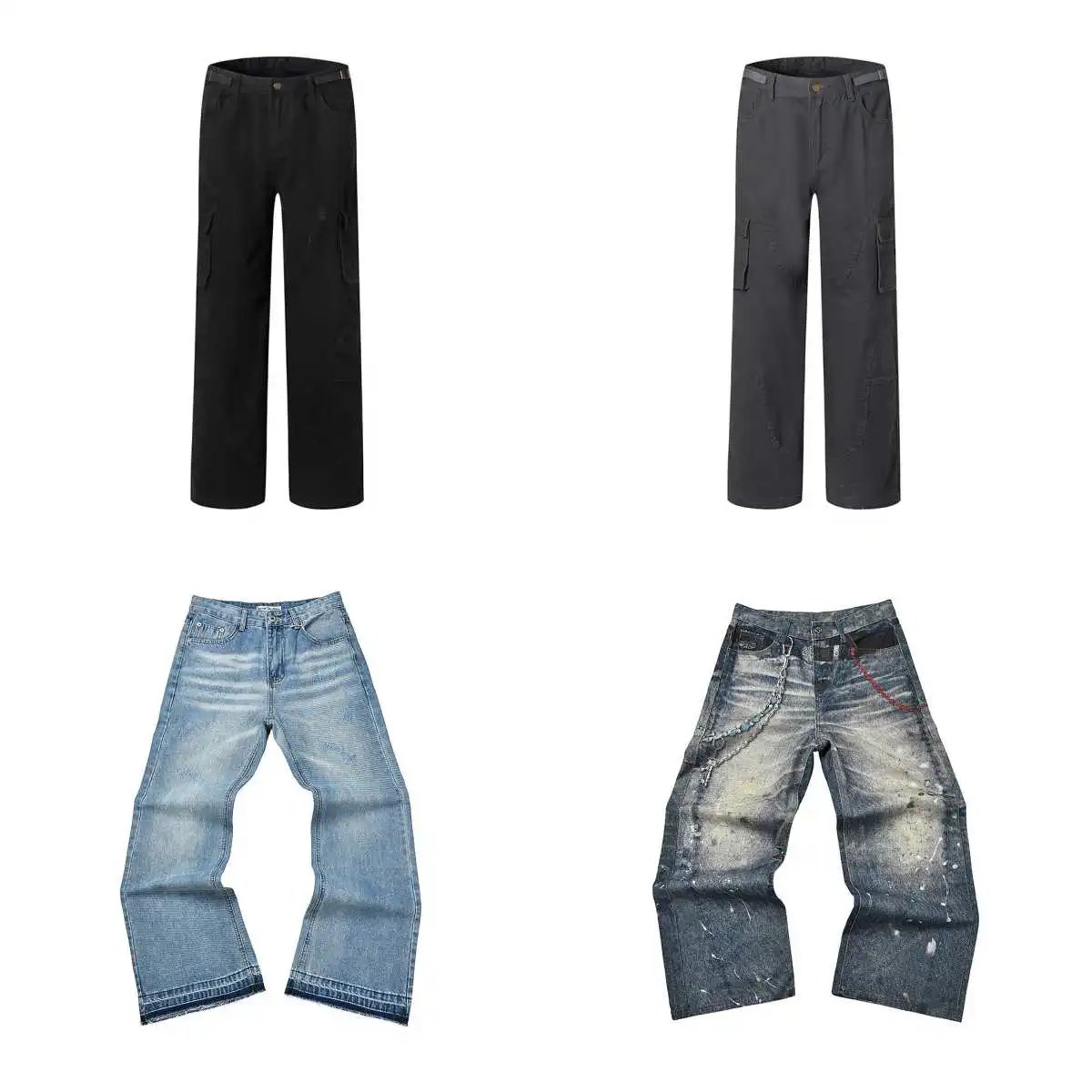 Cargo & Distressed Denim Pants