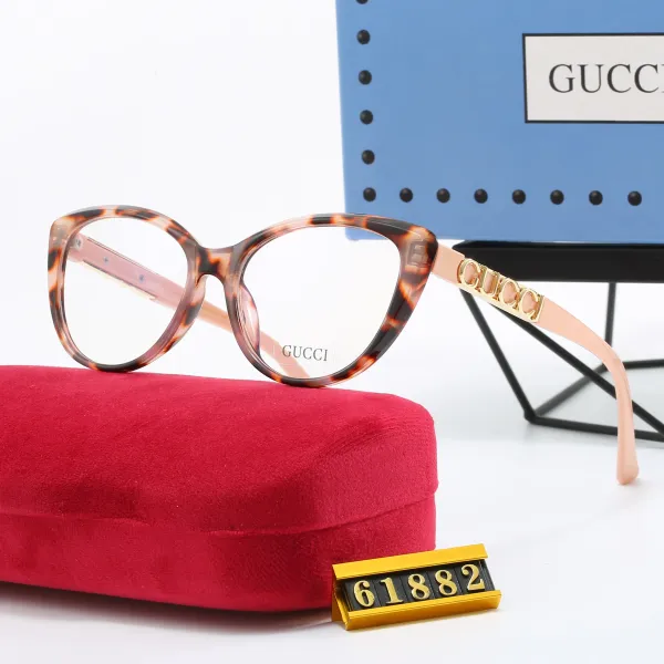 Gucci Cat-Eye Optical Glasses Tortoiseshell with Gold Logo Temples - 1