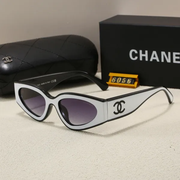Chanel Cat-Eye Sunglasses White and Black with CC Logo - 1