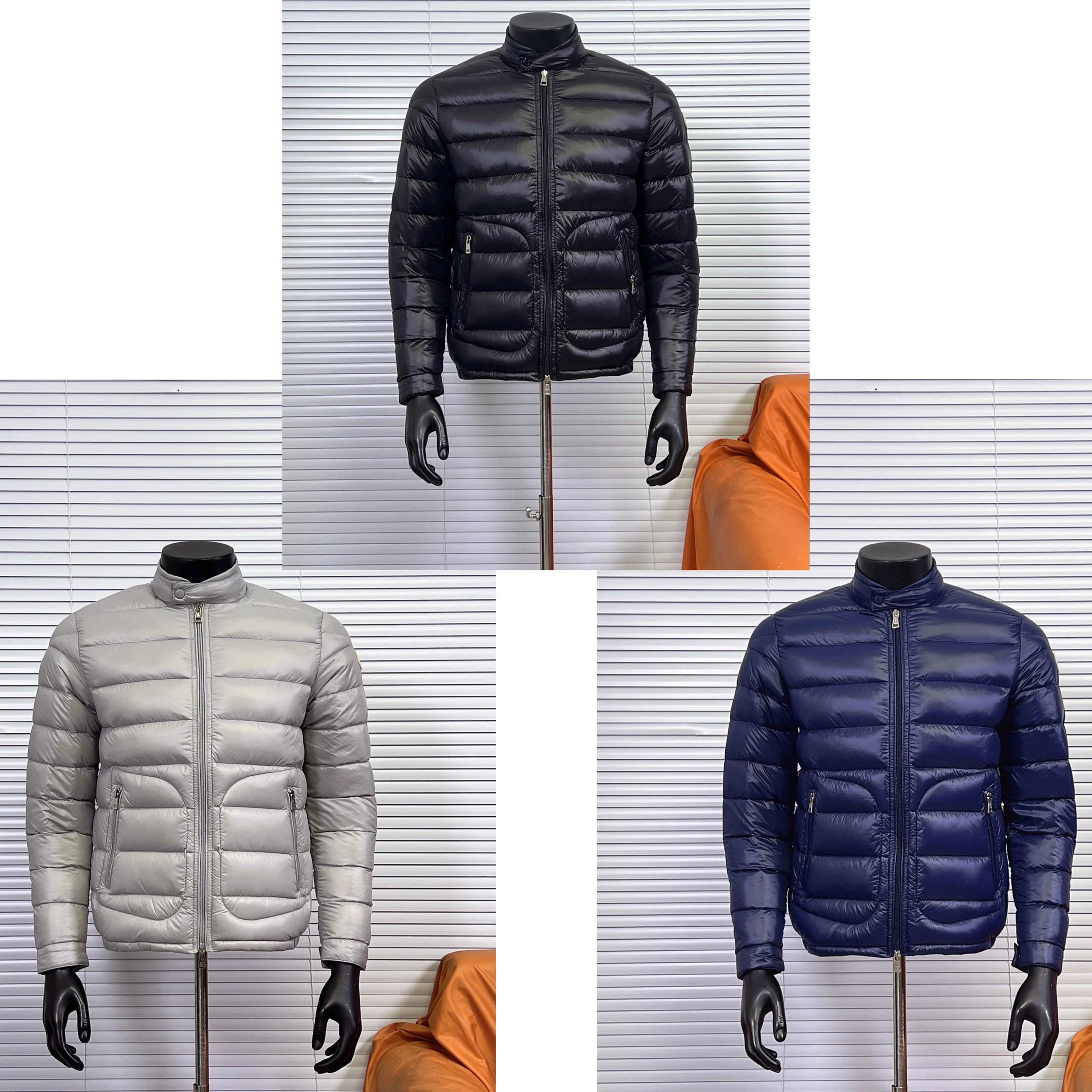 Men's Black, Grey, and Blue Puffer Jackets