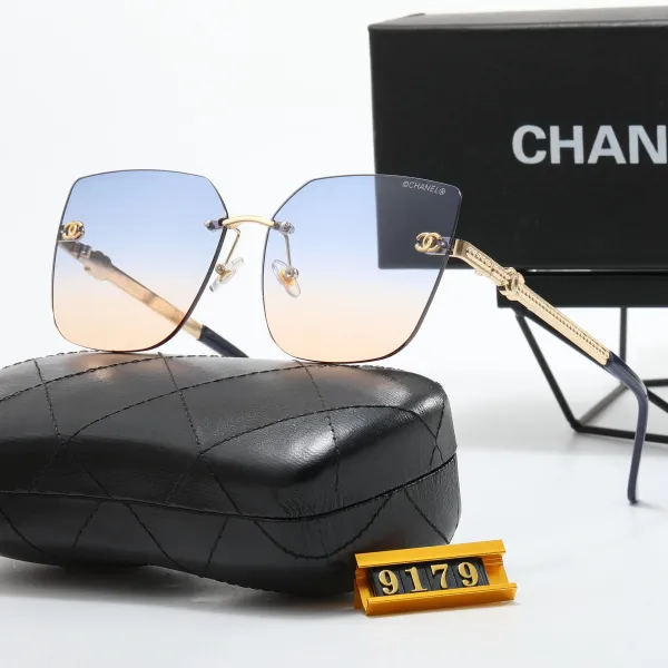 Chanel Square Rimless Gradient Blue-Peach Sunglasses - 1
