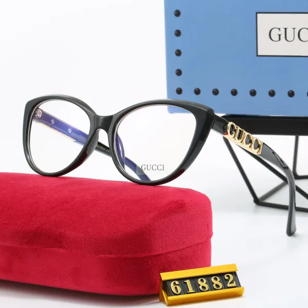 Gucci Cat-Eye Optical Glasses Black with Gold Logo Eyewear - 1