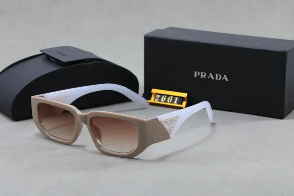 Prada Square Frame Two-Tone Beige and White Sunglasses - 1