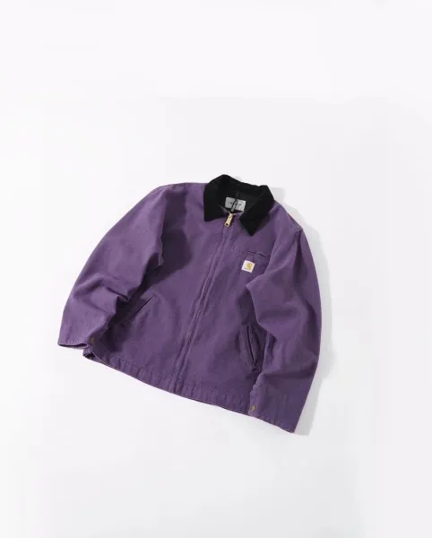 Carhartt Work In Progress Carhartt WIP Active Jacket Purple with Black Corduroy Collar Outerwear Jacket - 1